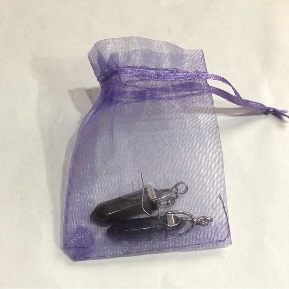 Natural Purple Crystal Quartz Hexagon Earrings (a)121 - Picture 7 of 7